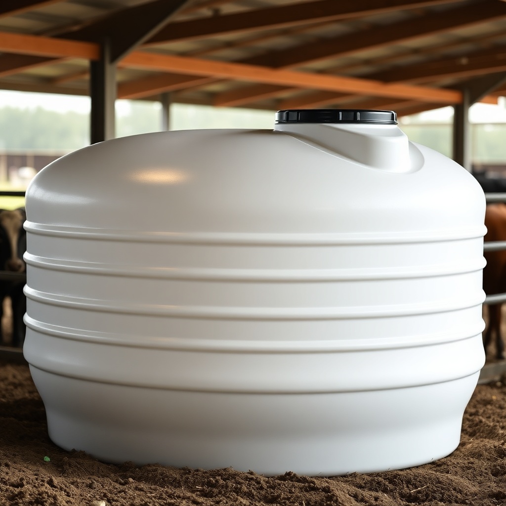 <clean photorealistic photo of a Rubbermaid 100-Gallon Stock Tank made of fiberglass with