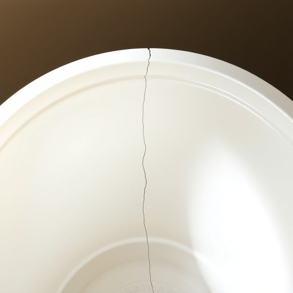 A clean photorealistic photo of a repaired crack on the interior of a Rubbermaid stock tan