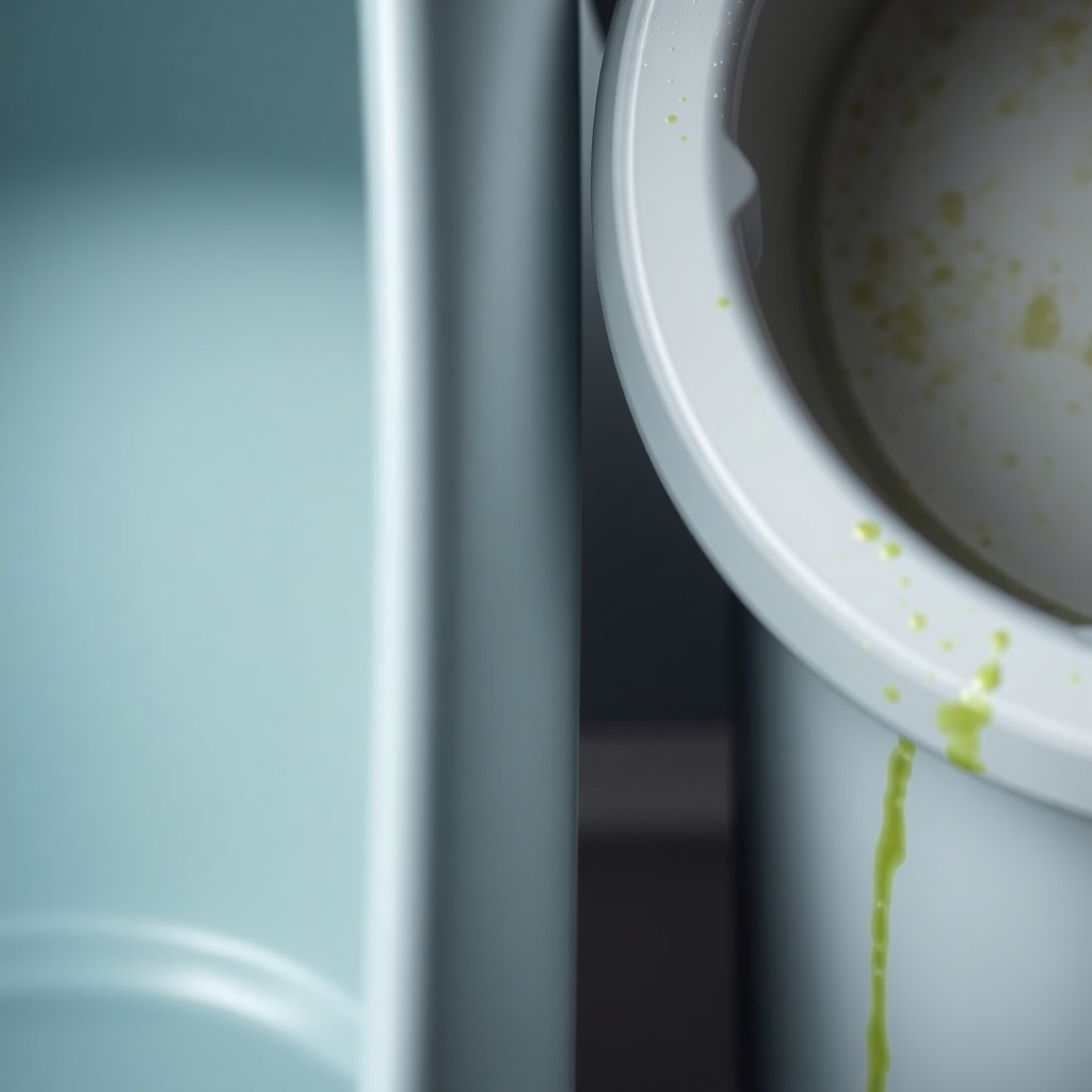 Photorealistic close-up photo showing the interior of a Rubbermaid tank with smooth surfac