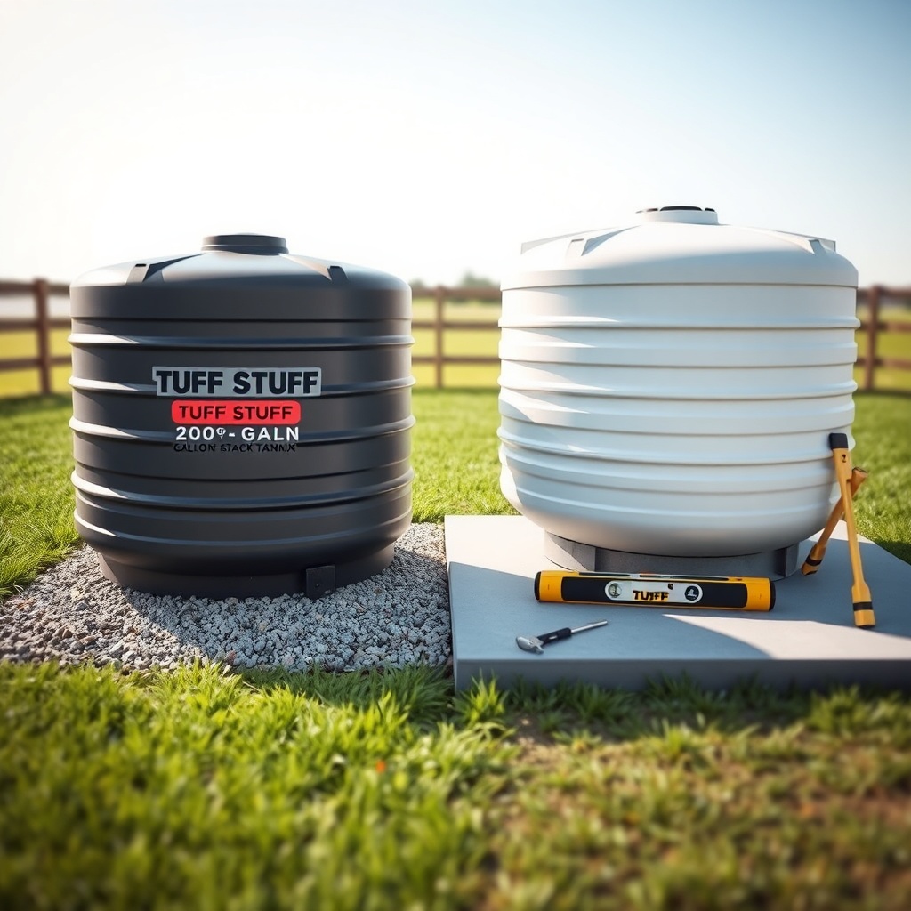 A shallow depth of field photo showing a side-by-side comparison of a Tuff Stuff 200-Gallo